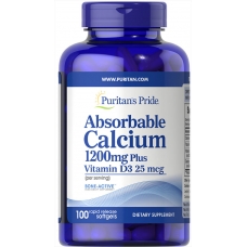 Puritans Pride Absorbable Calcium 1200 mg with Vitamin D-3 1000 IU 100 капсул (EXP 07/22)