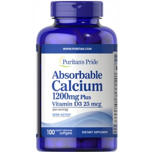 Puritan's Pride Absorbable Calcium 1200 mg with Vitamin D-3 1000 IU 100 капсул (EXP 07/22)