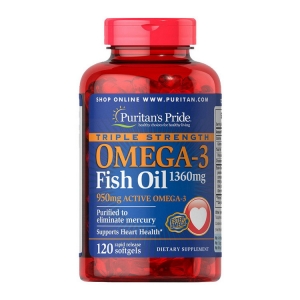 Puritan's Pride Triple Strength Omega-3 Fish Oil 1360 mg 120 softgels