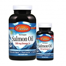Carlson Labs Salmon Oil 500 mg Omega-3s 180+50 softgels
