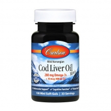 Carlson Labs Cod Liver Oil 280 mg Omega-3s Minis 100 mini softgels