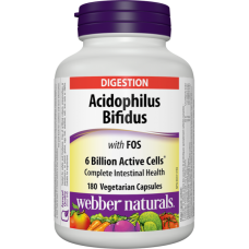 Webber Naturals Acidophilus + Bifidus 6 Billion 180 капсул (пробиотик и пребиотик)